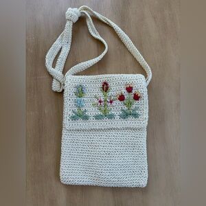 Vintage Amanda Smith Cream Floral Crochet Bag